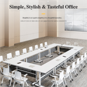*FREE INSTALLATION*Foldable Table Conference Training Table And Chair Set Splicing Multifunctional Long Strip With Wheel