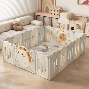 [SG Stock]Kids Playpen Indoor - 360° Protection Baby Play Area with Anti-Slip Mat (Easy Assembly & Washable)