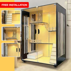 *FREE INSTALLATION*Luxury Cat Cage - Pet Display Cabinet for Home/Shop (Wheeled & Easy Clean)